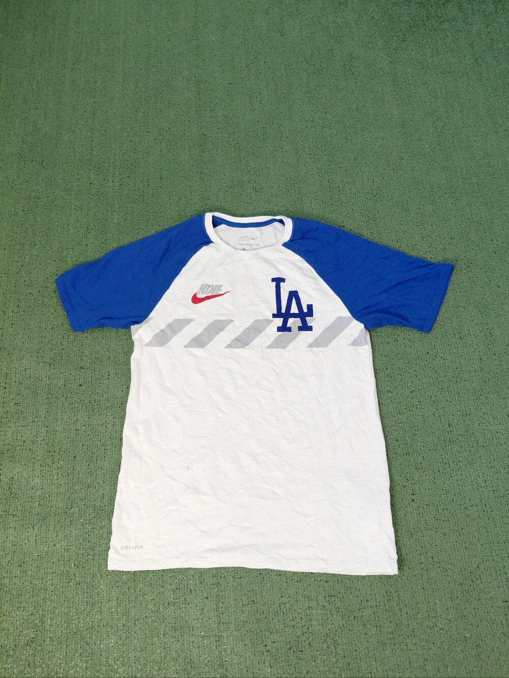 Nike MLB Los Angeles Dodgers Baseball Sports Dri Fit White T Shirt Sz Medium